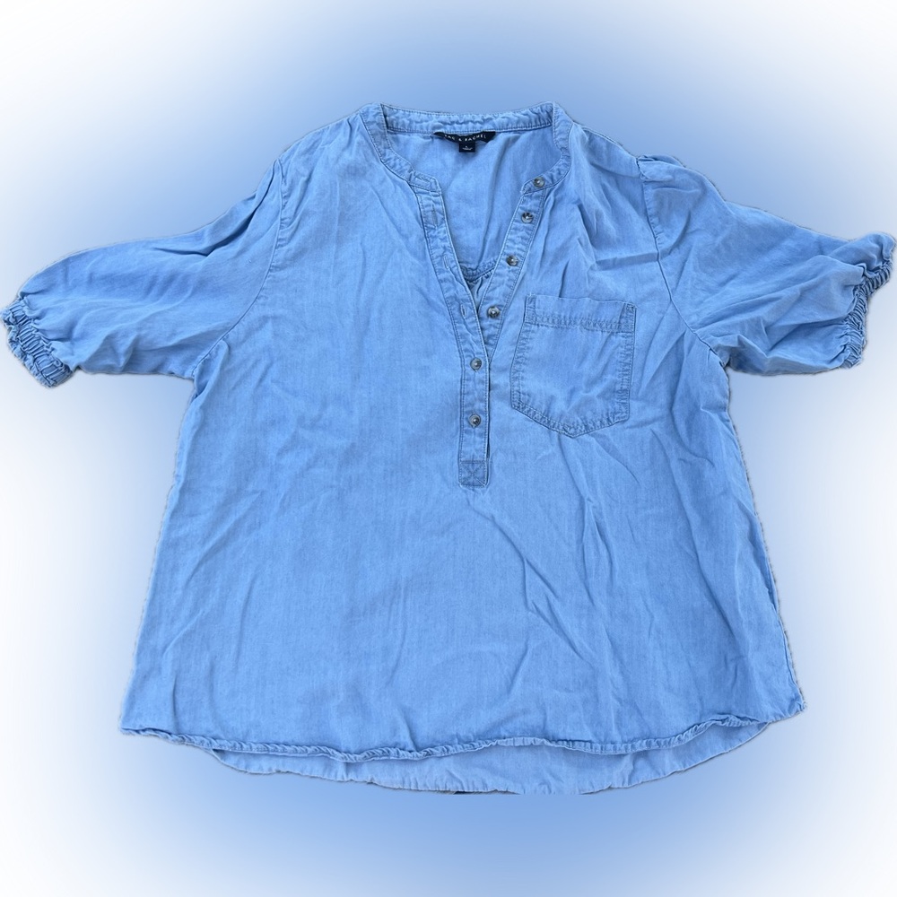 Zac & Rachel puff sleeve chambray blouse